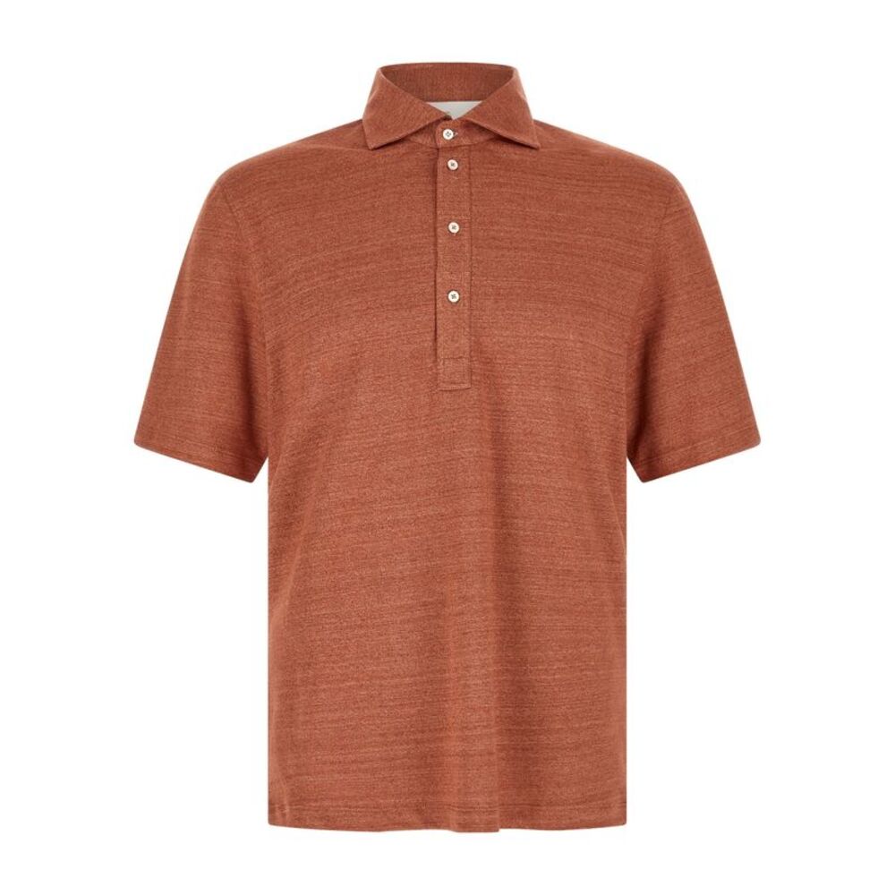 Brunello Cucinelli Orange Linen Polo Men's Shirt